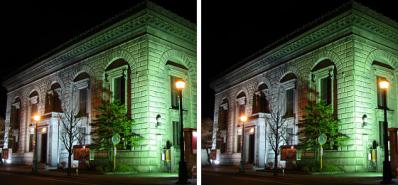 旧三井銀行小樽支店ライトアップ 平行法3D立体ステレオ写真