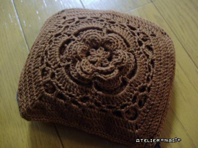 【編み図付き】お花モチーフの折りたたみバッグ