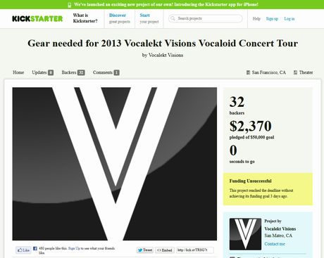 「Vocalekt Visions」が3DCGライブ用の資金集め