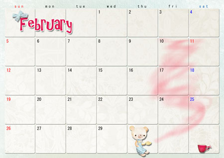 2012年2月カレンダー 自宅用 カレンダー