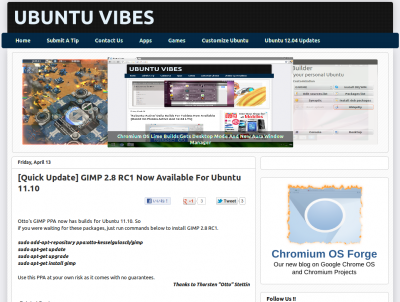 Gimp2.8のPPA紹介記事UBUNTU VIBES