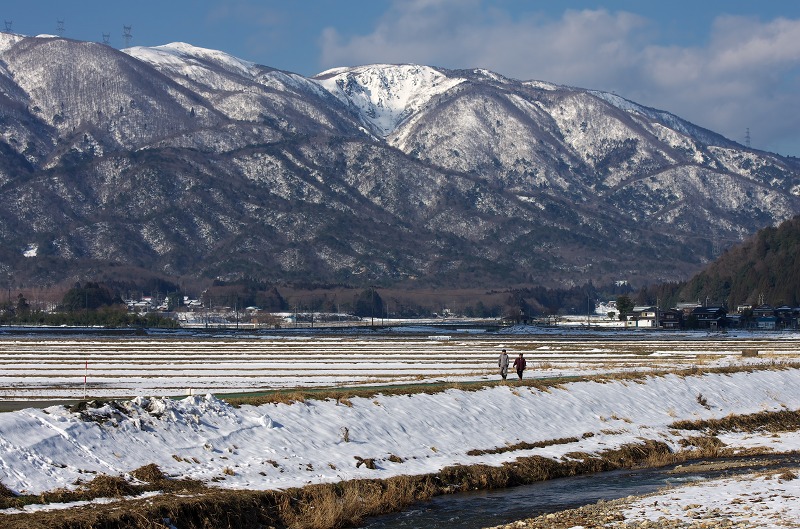 知内川　雪景色　雪化粧　河川敷