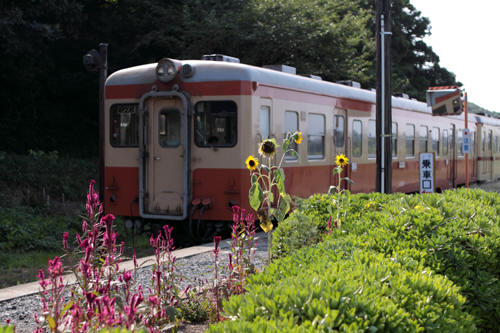 中根駅に到着した１３１列車