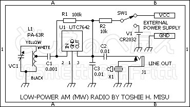低消費電力ラジオの回路図
