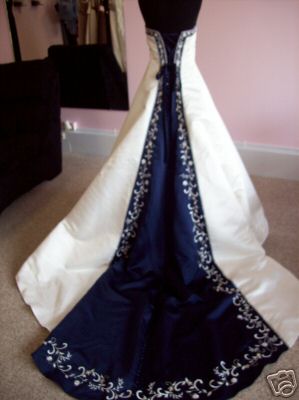 wedding dresses with navy blue accents
